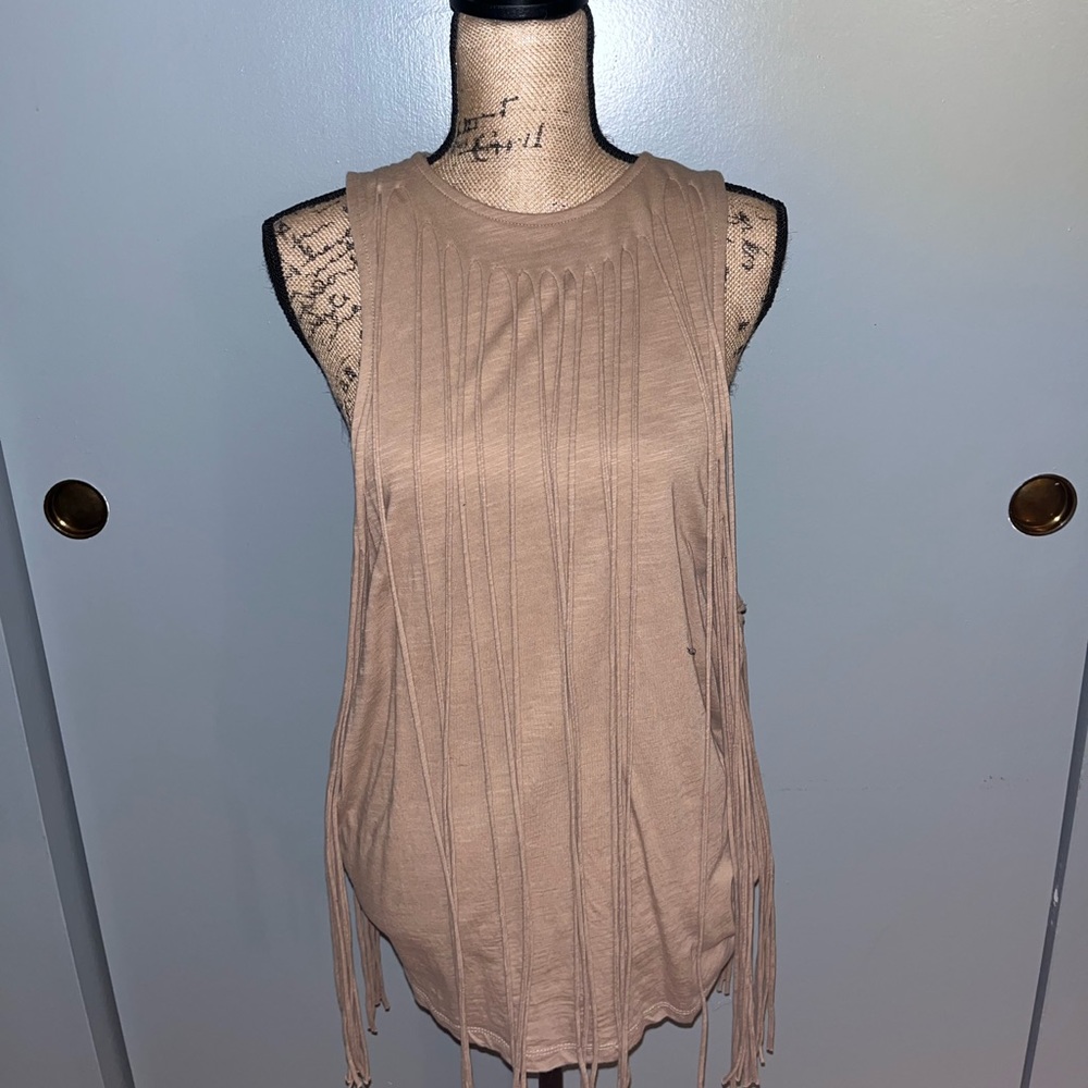 Festival Fringed Linen Tank Top